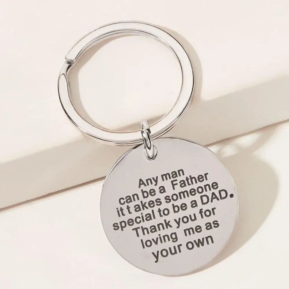 Dad keychain Father’s Day gift silver round